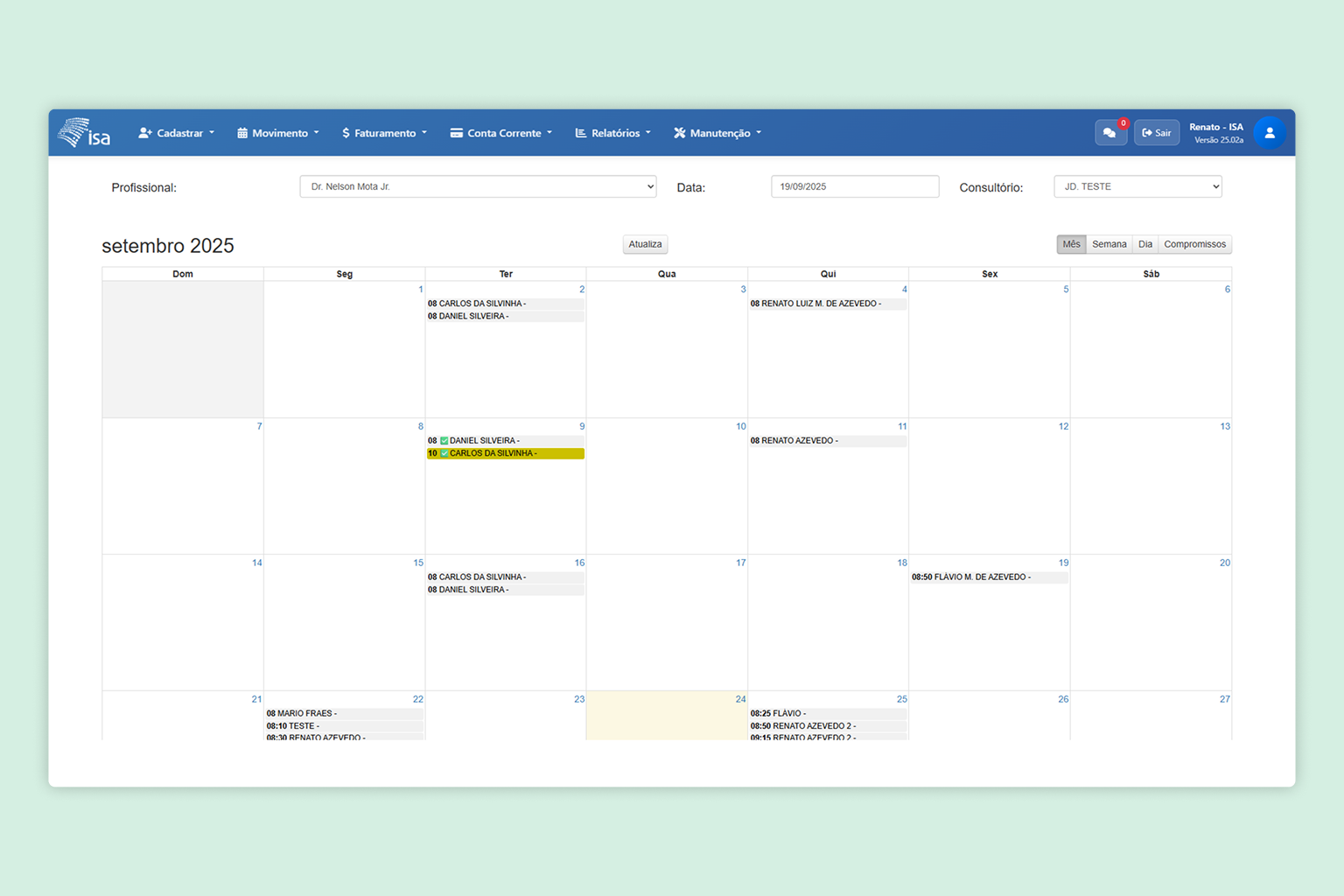 Tela de Agendamento ISA Salão